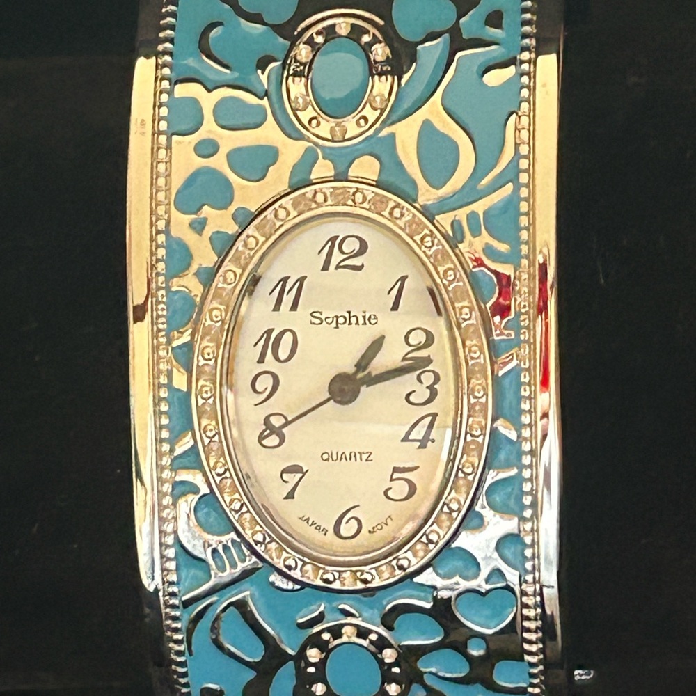 Sophie Silver and Blue Quartz Watch/Cuff/Bangle - Vintage 🩶